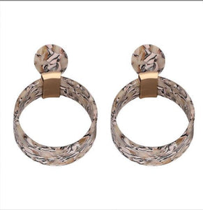 Floral Pattern Hoop Earrings