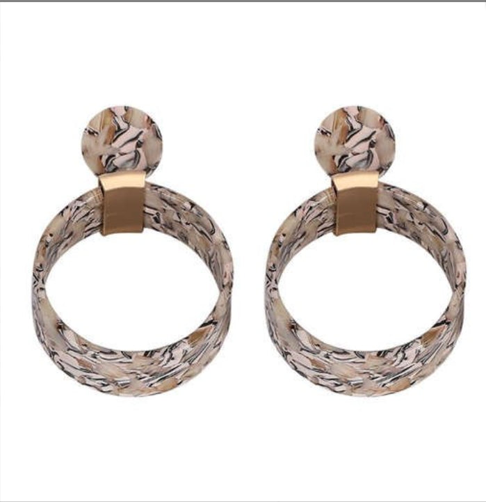 Floral Pattern Hoop Earrings